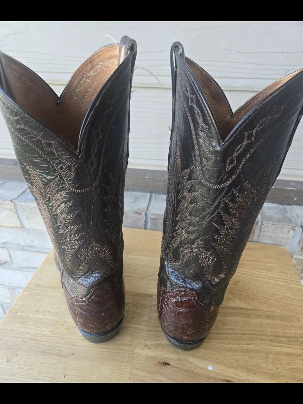 Men's Brown Croc-Embossed Leather Western Boots